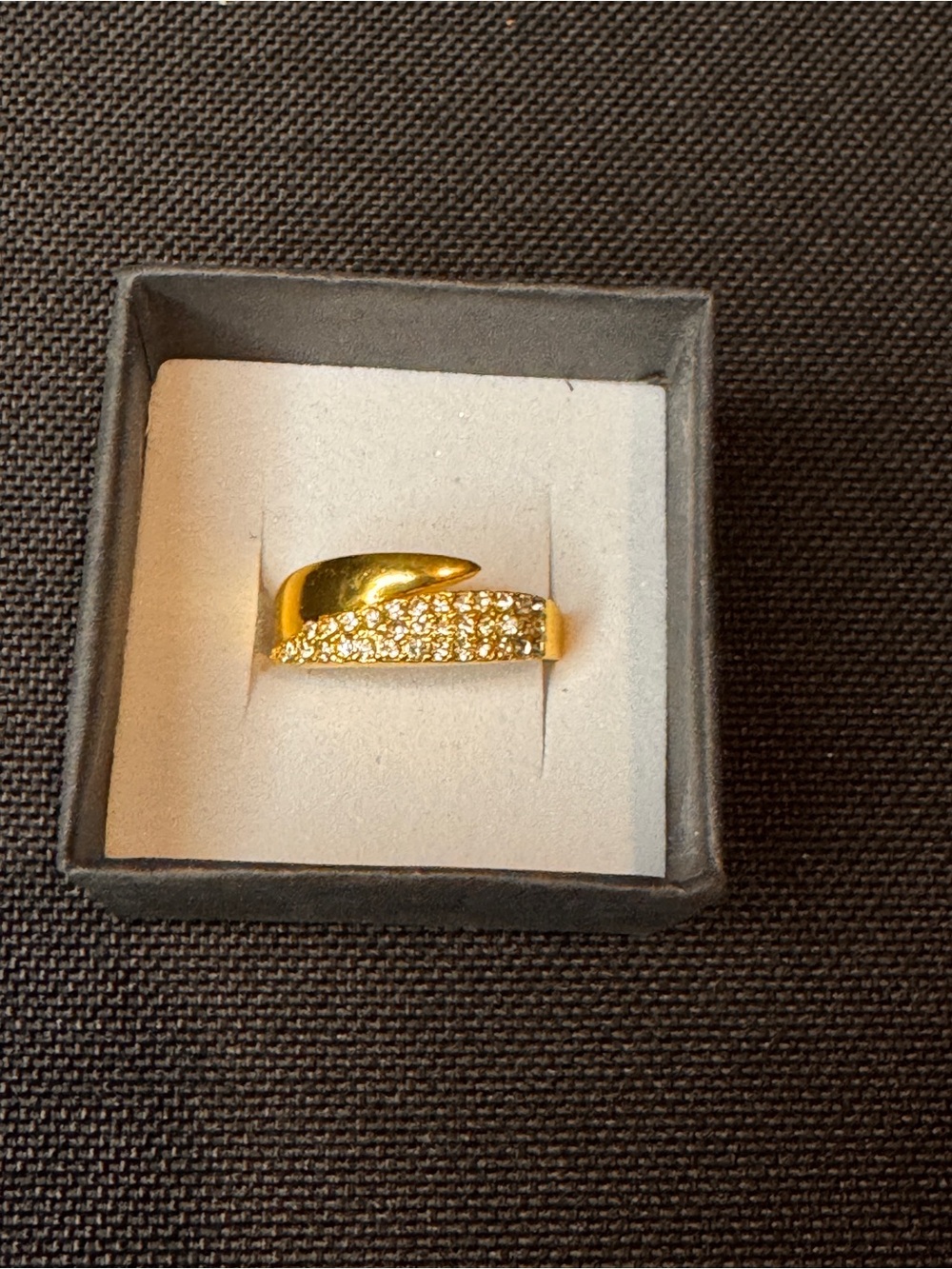 Pave Crystal Gold-Tone Women's Ring - Sculpted Band fashion jewelry